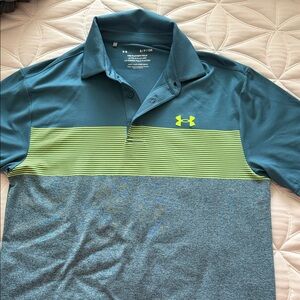 Under Armour Men's Teal and Lime Polo Shirt